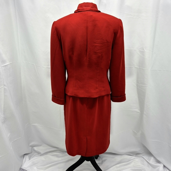 Vintage Donna Morgan Red Skirt Suit Set Business Career Casual Size 10 - Picture 3 of 16